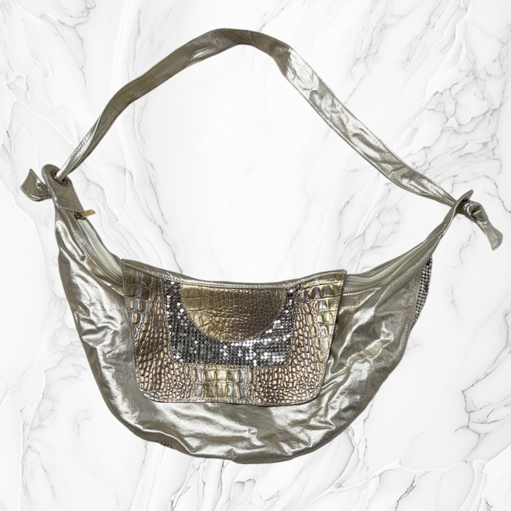 Treesje Metallic Gold silver Shoulder Bag hobo Y2K vintage